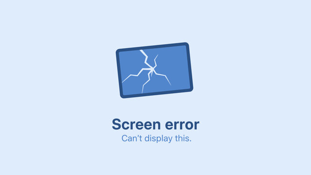 Broken Screen Error Notification. System Failure Icon for Website 404 Pages, Device Damage Alert, and UX/UI Design Vector Illustration.