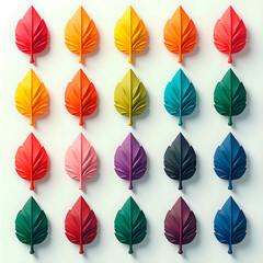 Colorful Leaf Arrangement on White Background