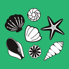 bundle of 6 8 unique black fill silhouette designs 4 isolated on white background