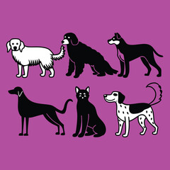 bundle of 6 8 unique black fill silhouette designs 12 isolated on white background