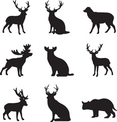 bundle of 6 8 unique black fill silhouette designs 17 isolated on white background