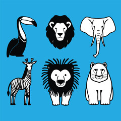 bundle of 6 8 unique black fill silhouette designs 22 isolated on white background