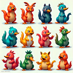 Collection of Cute Cartoon Bird Characters