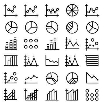 Professional vector chart and graph icons set for ui/ux design