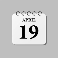 Icon page calendar day - 19 April