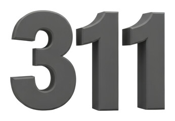 311 number sign digital display urban environment view isolated on transparent background