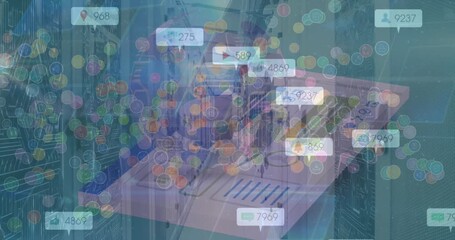 Animation of data processing over businessman holding globe of connections - Powered by Adobe