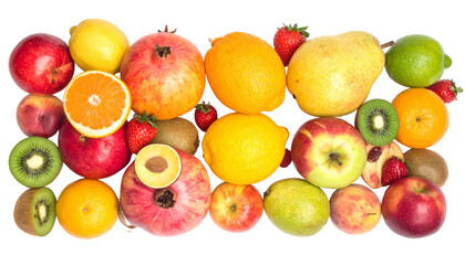 Assorted vibrant fruits, tightly packed with various colors and textures, on black