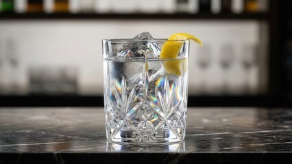 Refreshing Lemon Water with Ice in a Glass