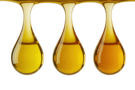 Oil drops falling with transparency and cut-out background