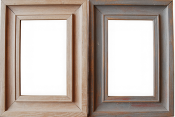 Wood picture frames set with isolated subject and transparency