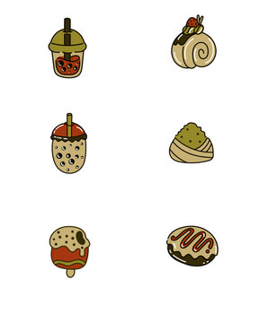 vector illustration of a set of sweets