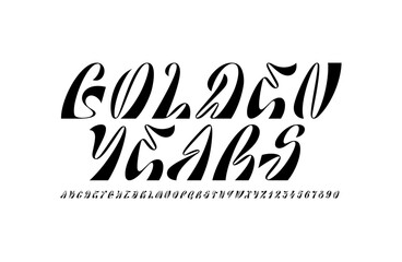 Obraz premium Art font alphabet made modern style, letters from A to Z and numbers from 0 to 9, vector illustration 10EPS.