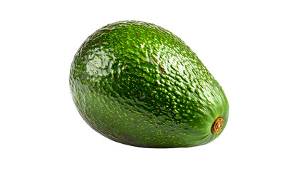 A close-up shot showcasing a ripe, green, pear-shaped fruit on a stark black background