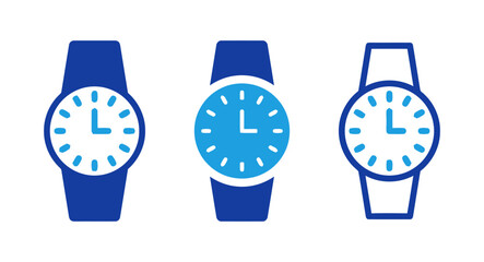 Wristwatch icons set for style and time tracking purposes