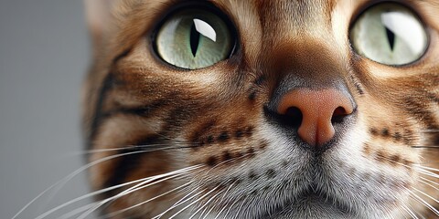 Stunning Close-up of a Bengal Cat with Expressive Eyes and Luxurious Fur, Capturing Feline Beauty