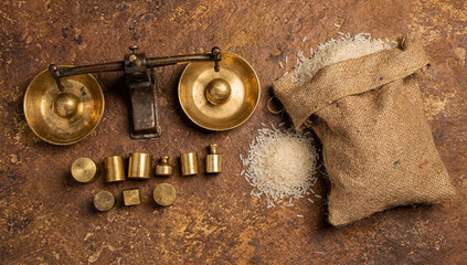 Ugadi celebration flatlay featuring traditional items on rustic background in India