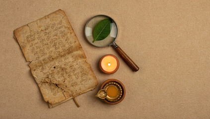 Celebrating Ugadi with cultural items and traditional elements in flatlay style