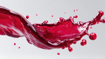 Dynamic Red Liquid Splash with Droplets, Revealing Motion and Energy, Isolated on White Background