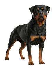 Rottweiler standing proud animal portrait clear view strength isolated on transparent background