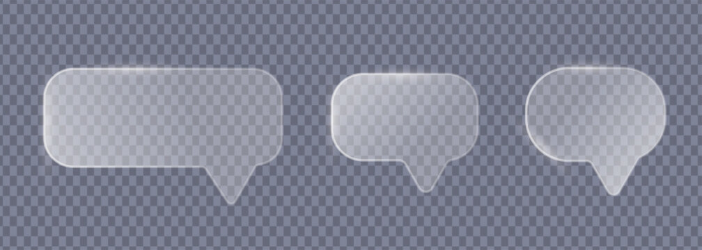 Glassmorphism speech bubble UI elements set