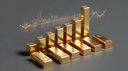 Gold bar investment finance wealth asset savings profit market currency bullion Gold bar investment finance wealth asset savings profit market currency bullion lineup reflect light with glowing
