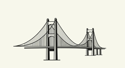 Fototapeta premium Suspension bridge illustration showcasing architectural design and engineering marvel.