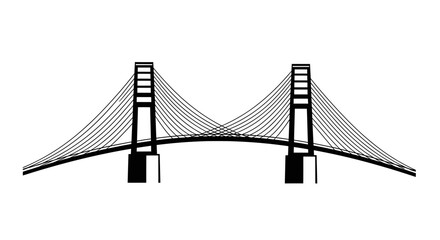 Obraz premium Suspension bridge silhouette spanning vast distance, architectural marvel.