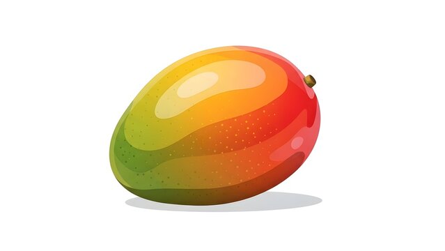 A ripe mango showcased on a white background from a slightly elevated viewpoint.