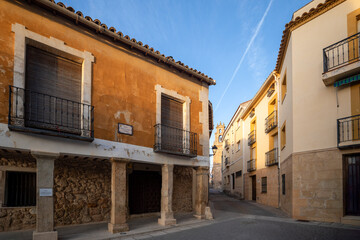 Fototapeta premium Typical street in the historic center of Almonacid de Zorita, Guadalajara, Castilla la Mancha, Spain