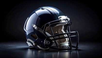 Close-Up of Generic American Football Helmet, Professional Sports Safety Equipment on Dark Background