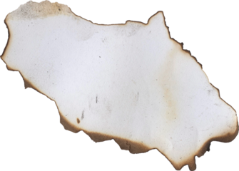 Vintage grunge background featuring an aged brown parchment sheet with a dirty burnt hole and rough damaged edges for a blank antique paper texture frame