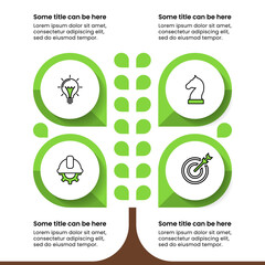Infographic template. Abstract tree with 4 green steps