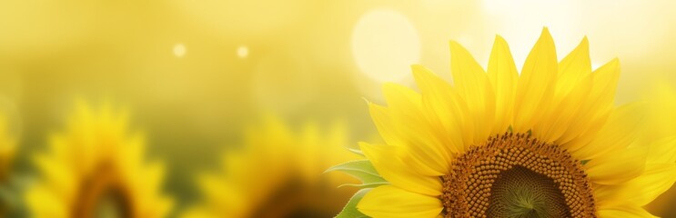 Nature of sun flower in garden using as cover page background natural flora wallpaper or template brochure landing page design