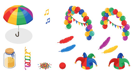 Fototapeta premium A colorful illustration of party supplies and decorations for a festive celebration