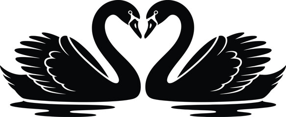 Obraz premium Graceful Swan Heart Love Silhouette