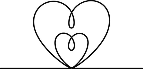 Minimalist Continuous Line Art Double Heart Sketch