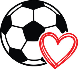 Fototapeta premium Football Soccer Ball Heart Love Symbol