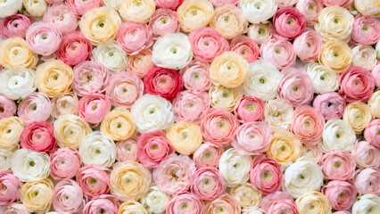 Pink and Cream Ranunculus Flower Wall Texture