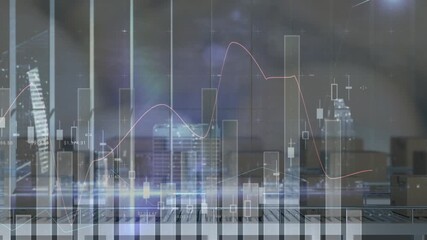 Animation of graphs and financial data over packages in warehouse - Powered by Adobe