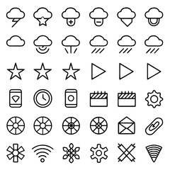 Fototapeta premium Weather and technology vector icon set for ui, web, and apps
