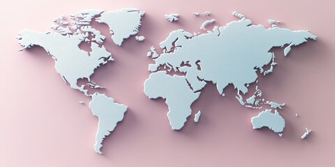 Detailed 3D Render of Global Continents Network Showcasing Modern Communication Infrastructure Maps