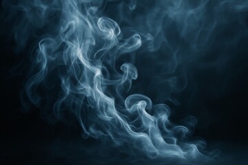 Wisps of ethereal smoke swirling in graceful tendrils against a dark background with soft light, suitable for copyspace or abstract concepts. Ai generative