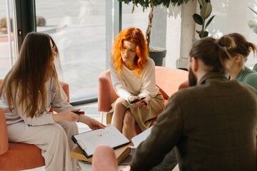 Business people collaborating during a creative meeting session