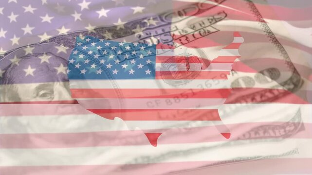 This video shows a digitally generated flag of the united states of america waving in the wind