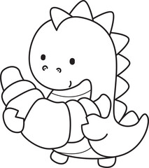 Obraz premium Coloring book of cute Dinosaur character clip art for children. Outline of Dinosaur 