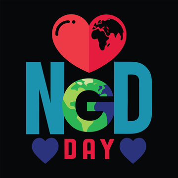 Ngd day logo with heart and earth design