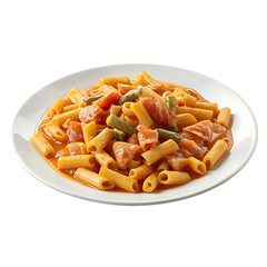 Pasta with tomato sauce isolated on transparent background
