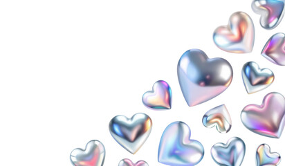 3d hearts flying on white background. Love heart shape icons banner greeting card vector illustration