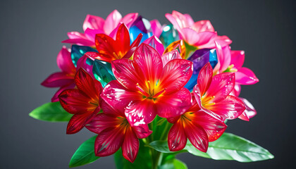 Abstract floral background featuring a beautiful red and white chrysanthemum blossom with soft pink petals in a colorful summer garden nature macro